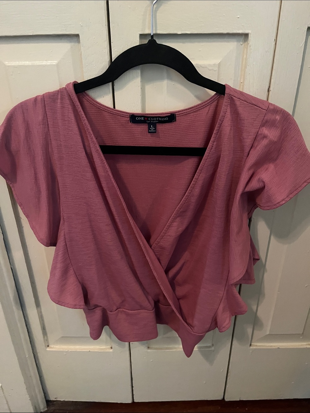 one clothing Dusty Rose Wrap-Front Crop Top